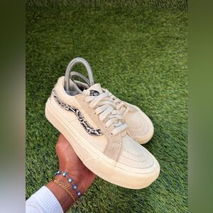Vans Old Skool Platform UltraCush Sneakers Cream SnakeSkin Womens size 5